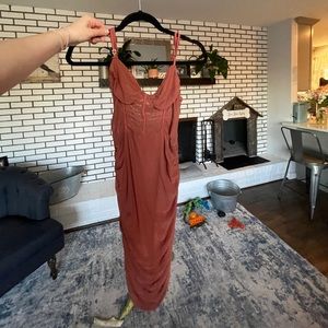 Burgundy Corset body con dress